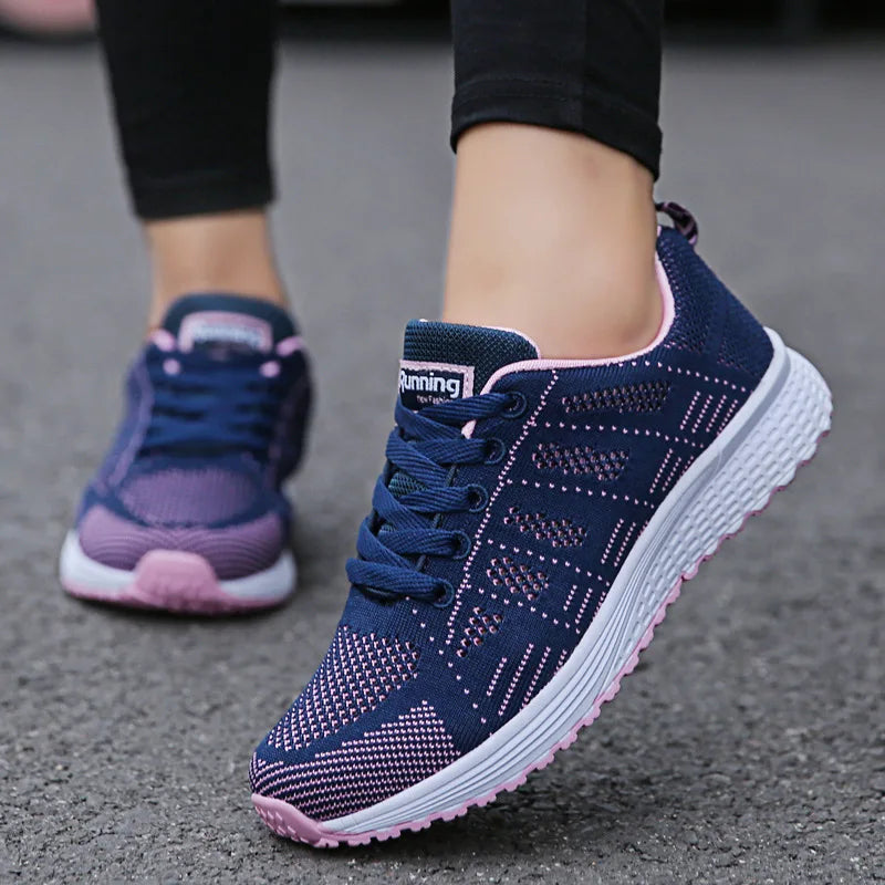 حذاء نسائي كاجوال، حذاء مشي عصري جيد التهوية، حذاء شبكي مسطح، حذاء رياضي نسائي أبيض، أحذية تينيس فمينينو نسائية 2024