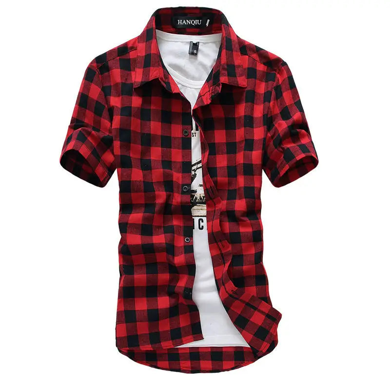 Mens Checkered Shirts Short Sleeve Shirts
