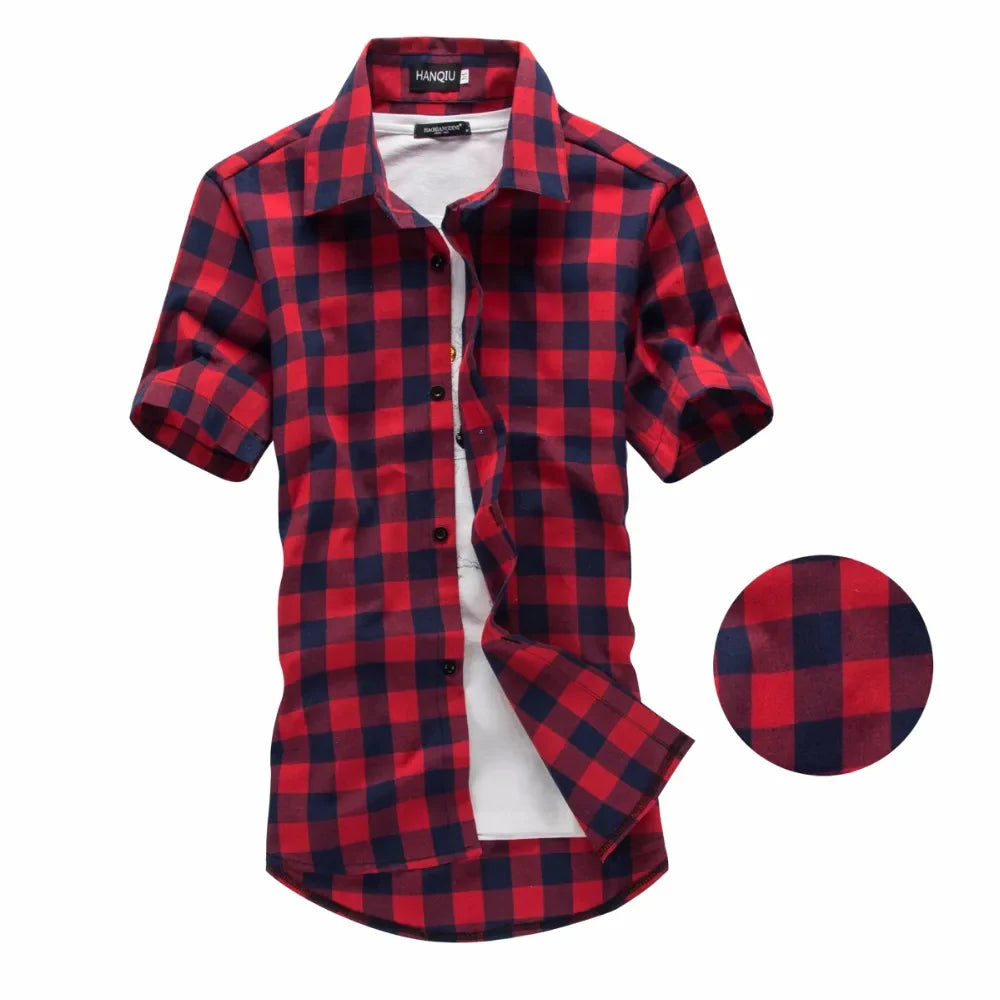 Mens Checkered Shirts Short Sleeve Shirts