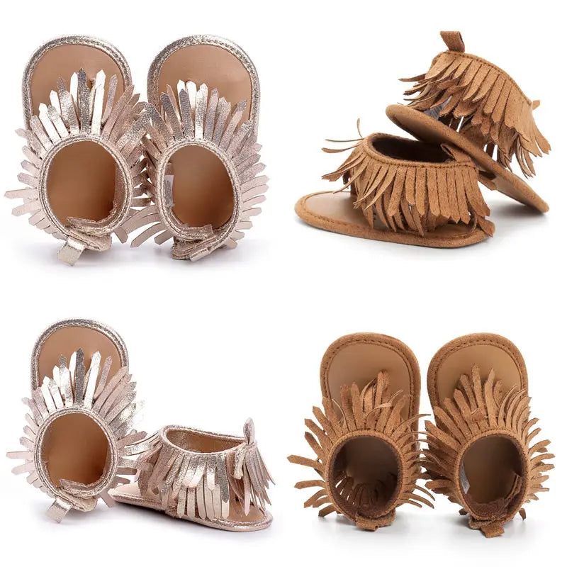 Citgeett Fashion Baby Boys Girls Leather Fringe Tassel Summer Shoes Toddler Infants Sizes 0-12M SS