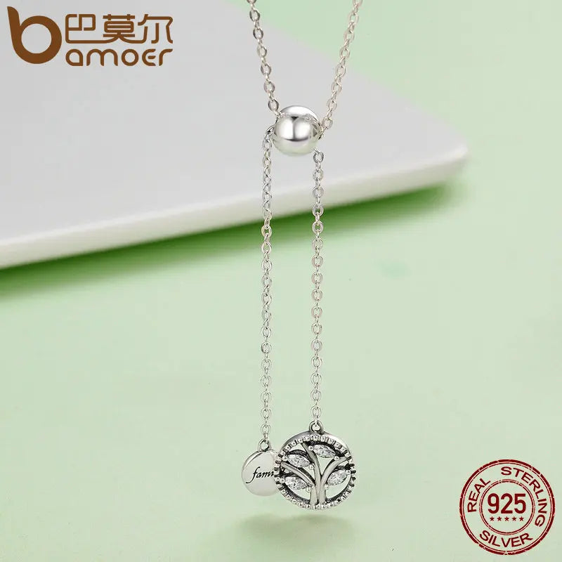 Genuine 925 Sterling Silver Tree of Life & House Letter Link Chain Necklaces & Pendants Authentic Silver Jewelry SCN106