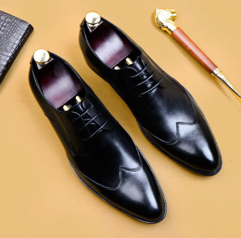 High Quality Handmade Oxford Dress Shoes Men Genuine Cow Leather Suit Shoes Footwear Wedding Formal Italian Shoes Hot Size 37-46