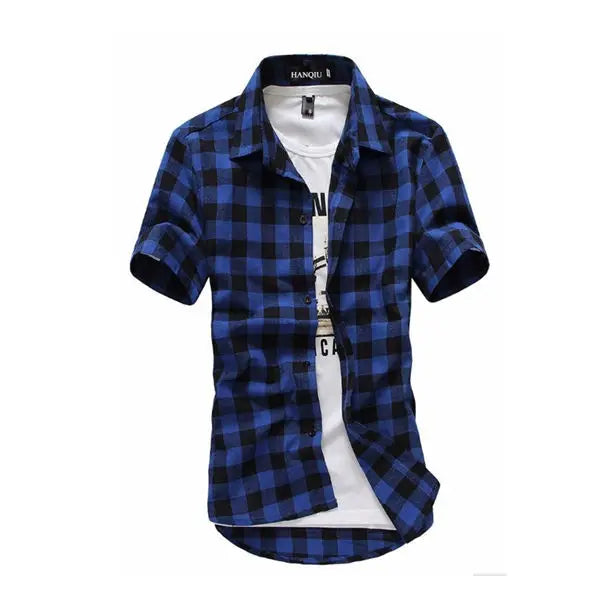 Mens Checkered Shirts Short Sleeve Shirts