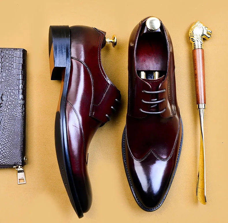High Quality Handmade Oxford Dress Shoes Men Genuine Cow Leather Suit Shoes Footwear Wedding Formal Italian Shoes Hot Size 37-46