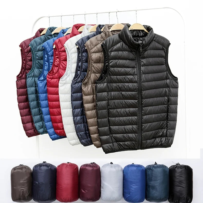 Men Sleeveless Warm Vest Ultra Light Down Vest Man Winter Solid Sleeveless Jacket Men's Lightweight Waterproof Vests