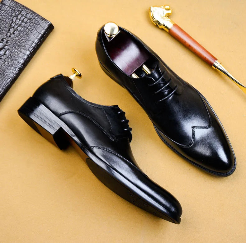 High Quality Handmade Oxford Dress Shoes Men Genuine Cow Leather Suit Shoes Footwear Wedding Formal Italian Shoes Hot Size 37-46