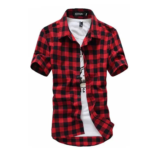 Mens Checkered Shirts Short Sleeve Shirts