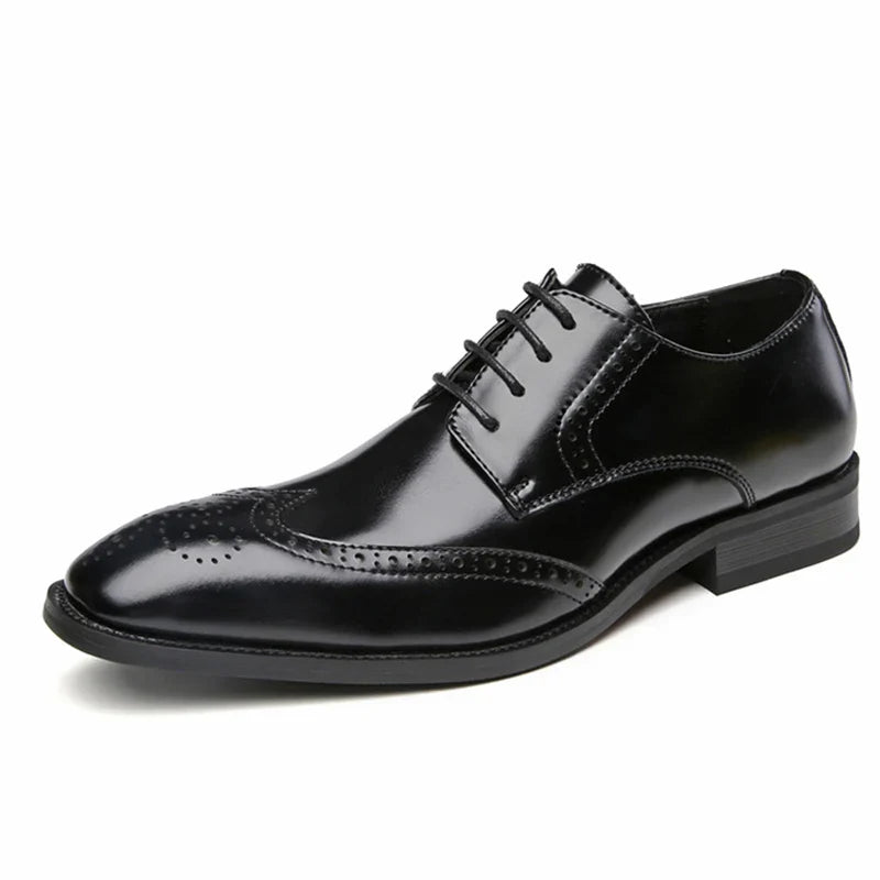 Men's Leather Shoes Carved Business Dress Shoes Shoes For Men Pointed British Brock Shoe EU Large Size 39-47 New