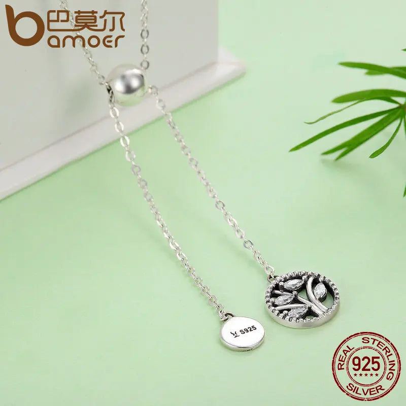 Genuine 925 Sterling Silver Tree of Life & House Letter Link Chain Necklaces & Pendants Authentic Silver Jewelry SCN106