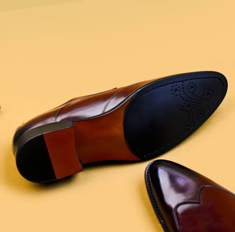 High Quality Handmade Oxford Dress Shoes Men Genuine Cow Leather Suit Shoes Footwear Wedding Formal Italian Shoes Hot Size 37-46