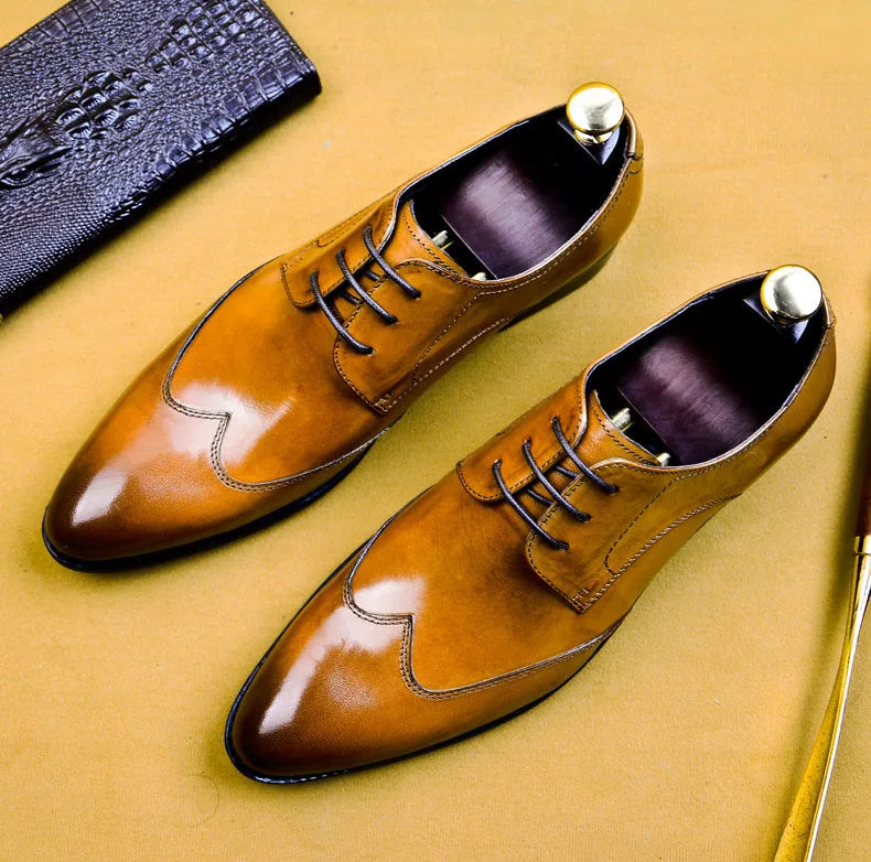 High Quality Handmade Oxford Dress Shoes Men Genuine Cow Leather Suit Shoes Footwear Wedding Formal Italian Shoes Hot Size 37-46