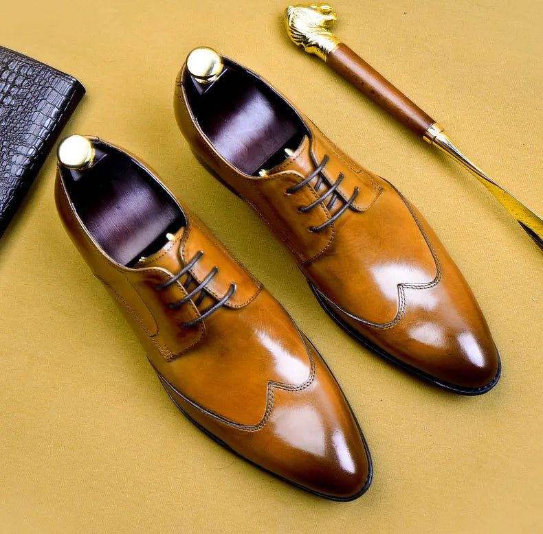 High Quality Handmade Oxford Dress Shoes Men Genuine Cow Leather Suit Shoes Footwear Wedding Formal Italian Shoes Hot Size 37-46