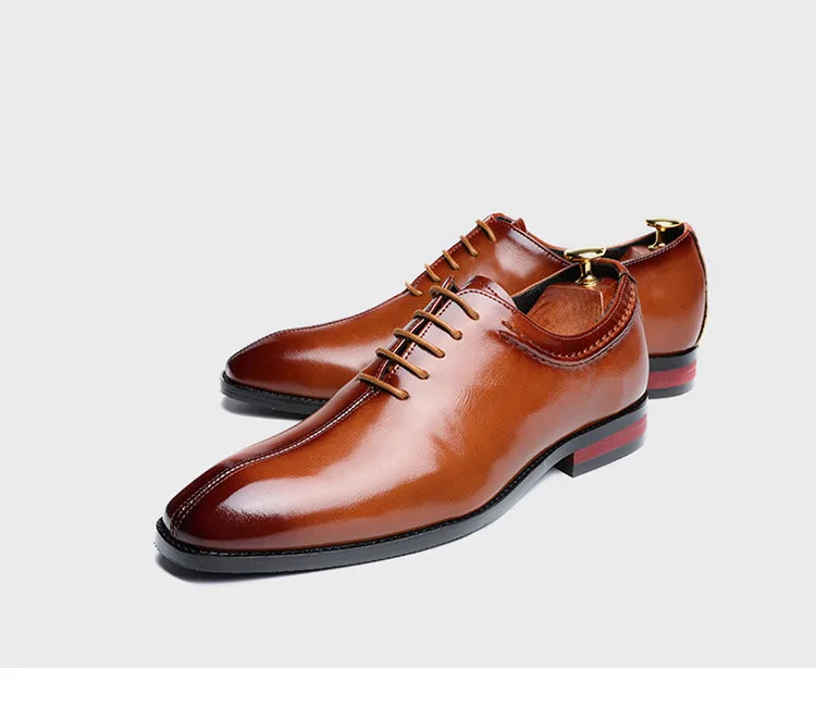 High Quality Retro Men Formal Leather Dress Shoes Pointed Toe Business Oxford Shoes Plus Size 38-48 Men Wedding Shoes
