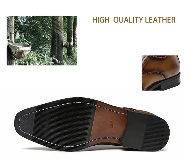 Men's Leather Shoes Carved Business Dress Shoes Shoes For Men Pointed British Brock Shoe EU Large Size 39-47 New