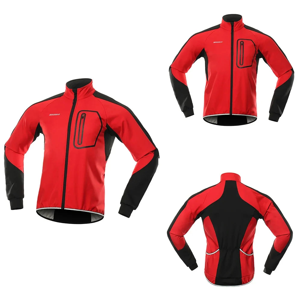 Men's Cycling Jacket Winter Thermal Jacket Softshell Windbreak Waterproof Bike Coat Bicycle Raincoat BG011