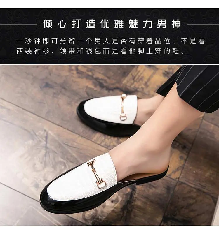 Italian Half Shoes For Men Leather Mens Casual Shoes Loafers Slippers Coiffeur Luxury Designer Man Slide Slipper Buty Meskie