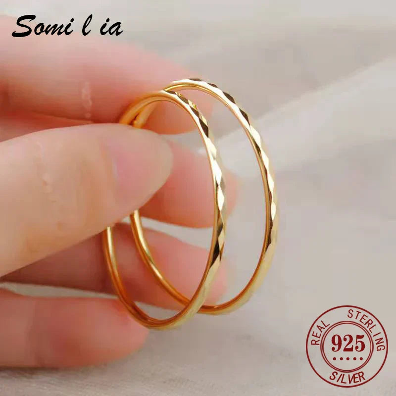 Women's Big Hoop Earrings, New Collection 100% 925 Sterling Silver Jewelry Fashion Women18K Golden серьги кольца