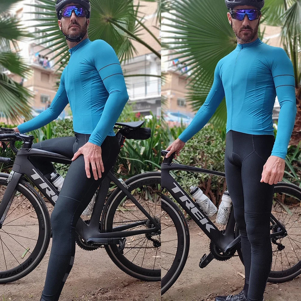 Cycling Jersey 10-20°C Autumn Long Sleeve Road Bike Clothes Thermal Fleece Warmth  MTB Bicycle Jersey
