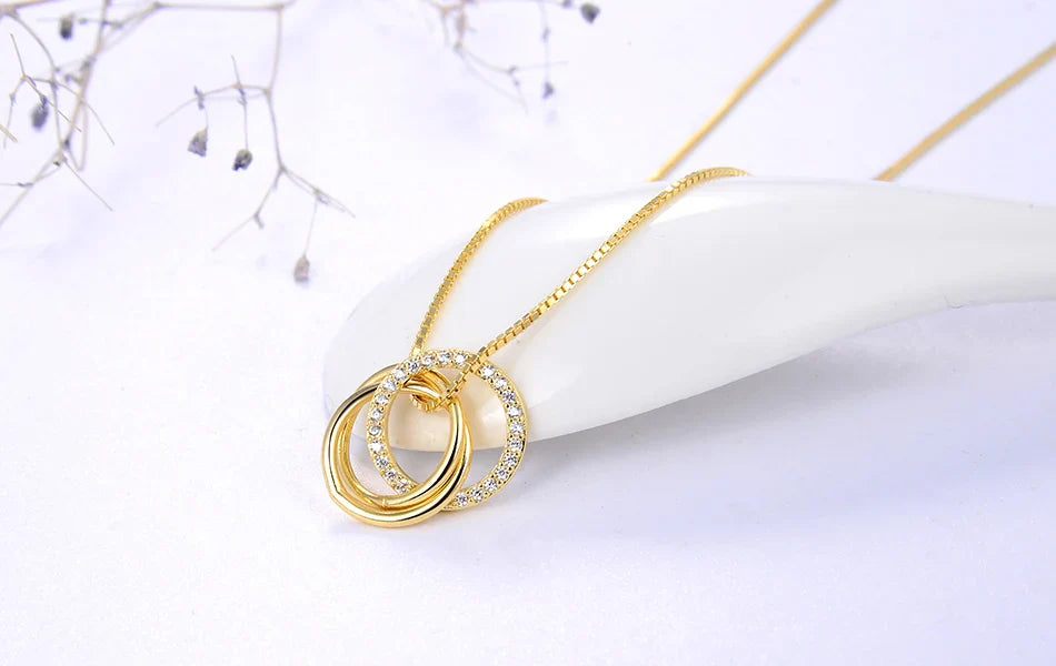 Trendy Simple Necklace 925 Sterling Silver Women Necklaces With 3 Big Circle AAAA Zircon Jewelry Wedding Gift OSN175