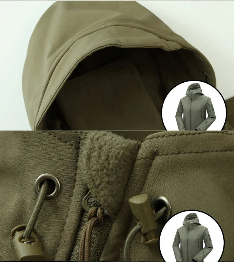 Men's Autumn Winter SoftShell Fleece Jackets Male Hood Windproof Coat Fishing Hiking Camping Climbing Skiing Warm Pants Trousers