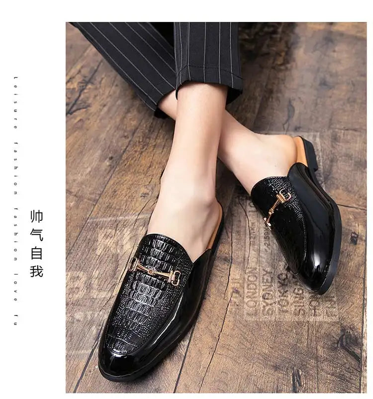 Italian Half Shoes For Men Leather Mens Casual Shoes Loafers Slippers Coiffeur Luxury Designer Man Slide Slipper Buty Meskie