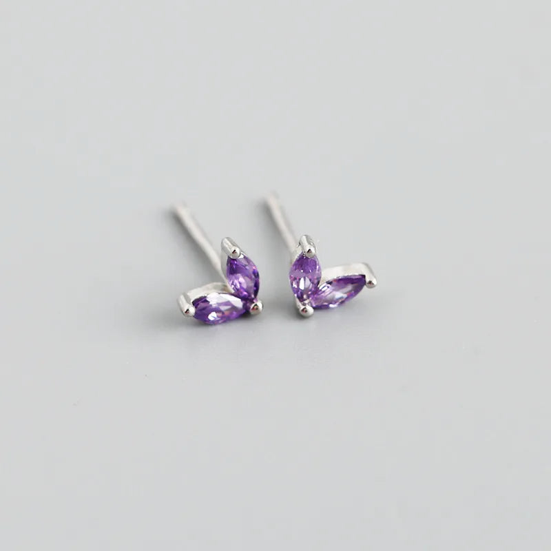 925 Sterling Silver Fashion Korean Chic Blue Horse Eye Zircon Stud Earrings for Women Teen Simple Color Piercing Jewelry