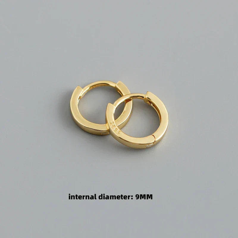 925 Sterling Silver Minimalist Punk Rock Circle Hoop Earrings for Women Men Goth Piercing Ear Buckle Charm Fine Jewelry