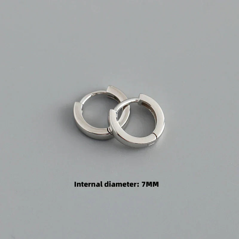 925 Sterling Silver Minimalist Punk Rock Circle Hoop Earrings for Women Men Goth Piercing Ear Buckle Charm Fine Jewelry