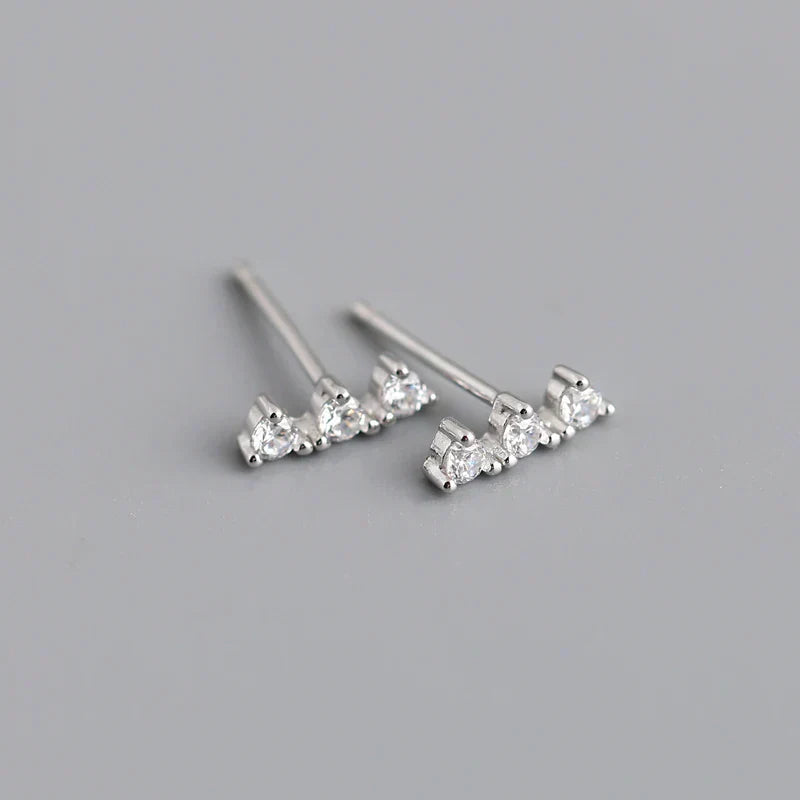 New Arrival Fashion Korean Blue Zircon Spike Geometric Stud Earrings for Women Real 925 Sterling Silver Gothic Jewelry