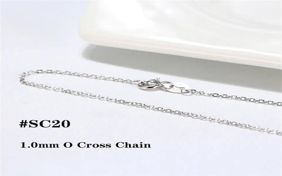 Real 925 Silver Link Chain Necklace For Women Men Basic Neck Chain Trendy Silver Cross Box Snake Chain Jewelry OSC20
