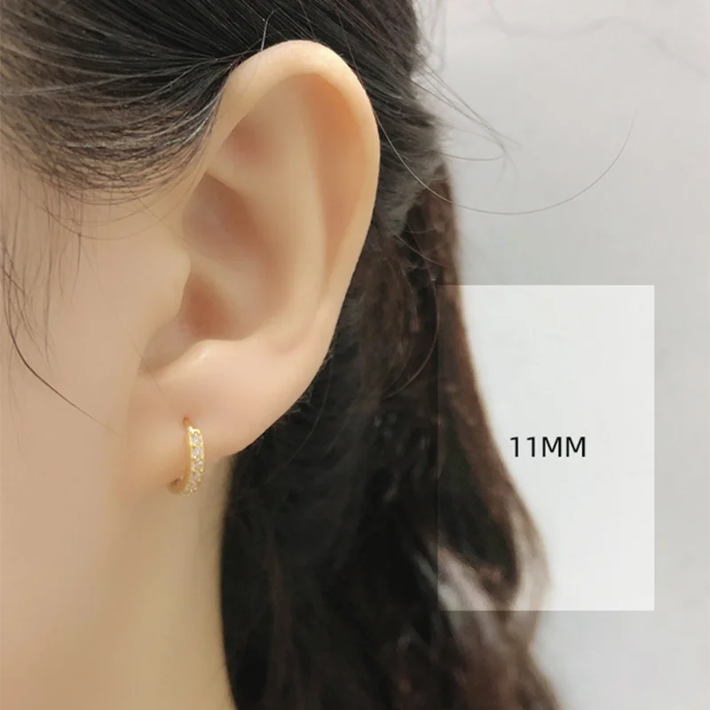 Real 925 Sterling Silver Gothic Simple White Zircon Hoop Earrings for Women Men Charms Unique Party Couple Jewelry 2021