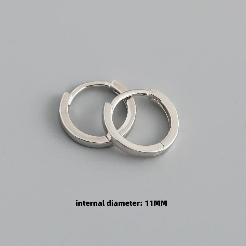 925 Sterling Silver Minimalist Punk Rock Circle Hoop Earrings for Women Men Goth Piercing Ear Buckle Charm Fine Jewelry