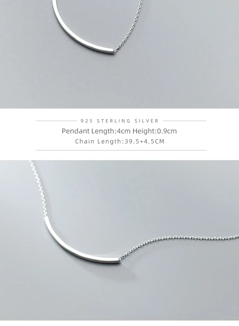 Silver Simple Geometric Female Necklaces 100% 925 Sterling Silver Classic Fashion Chain Necklaces For Women Girl Jewelry