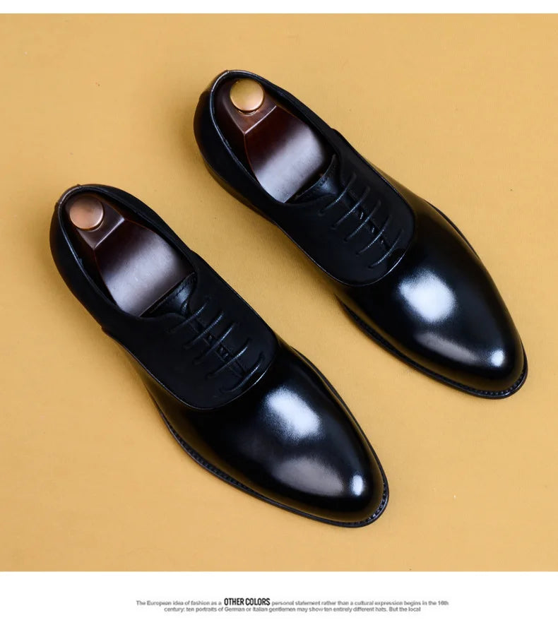 Genuine Cow Leather Brogue Wedding Business Men Casual Flats Vintage Handmade Oxford Shoes For Men Black Burgundy 2024
