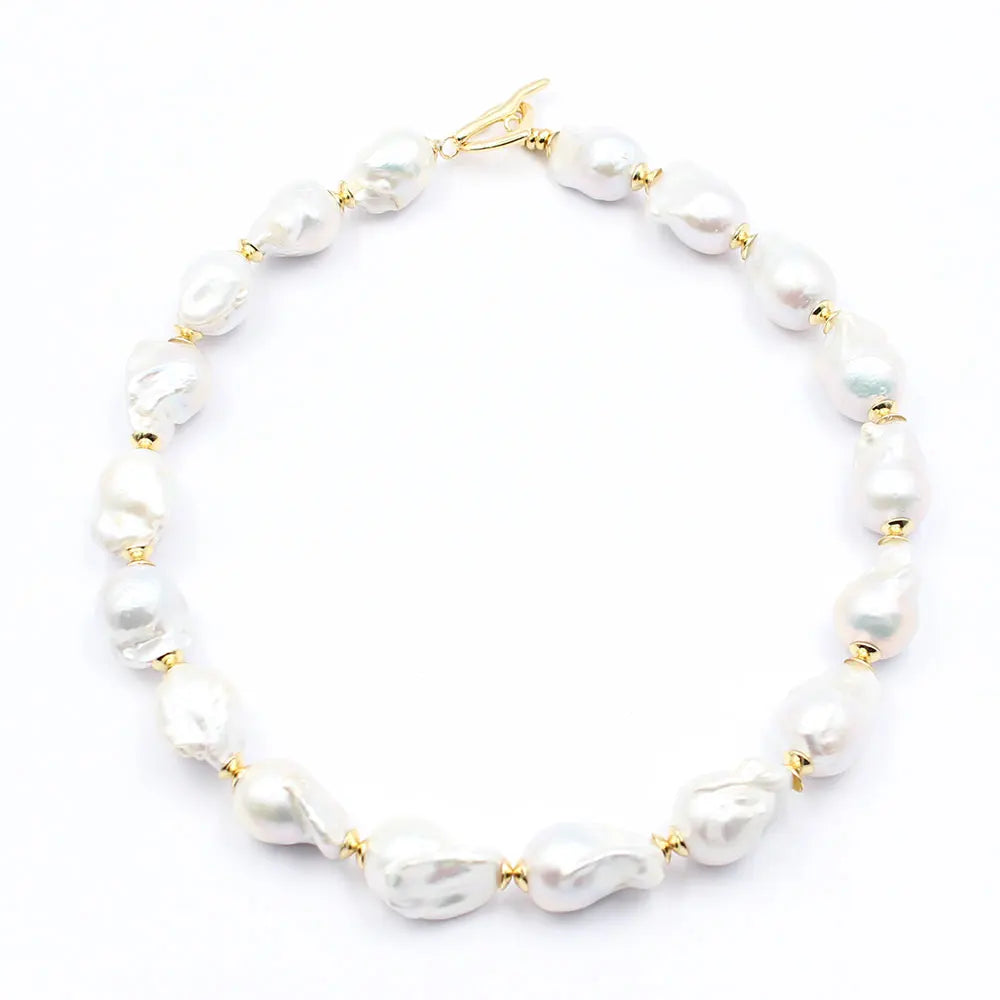 GG Natural Freshwater Cultured White Keshi Baroque Pearl Necklace Bracelet Earrings Sets For Women Lady Fashion