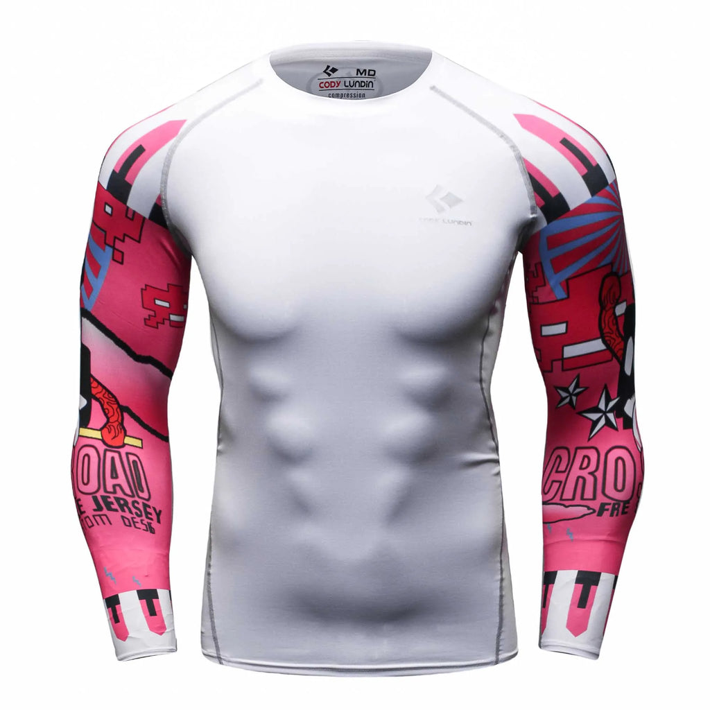 Cody Lundin Quikly Dye Mesh Men's Digital Printed Compression Rash Guard Gym Long Sleeve Jiu Jitsu Shirt Sportswear Swimming Top
