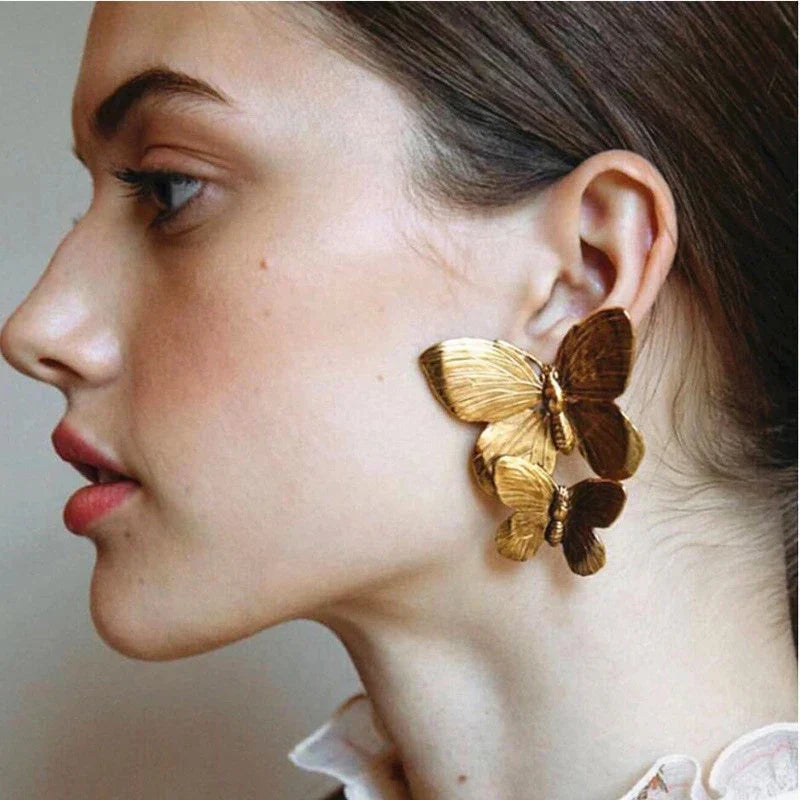 Vintage Earrings Women Bohemian Big Irregular Geometric Gold Metal Dangle Drop Earrings Exaggerated Jewelry 2024