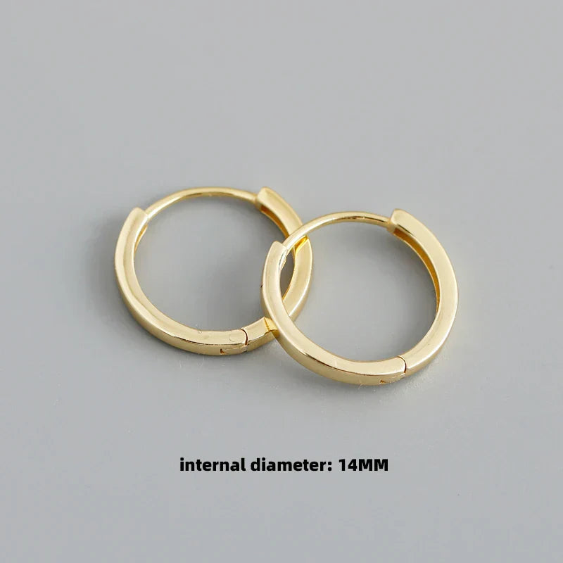 925 Sterling Silver Minimalist Punk Rock Circle Hoop Earrings for Women Men Goth Piercing Ear Buckle Charm Fine Jewelry