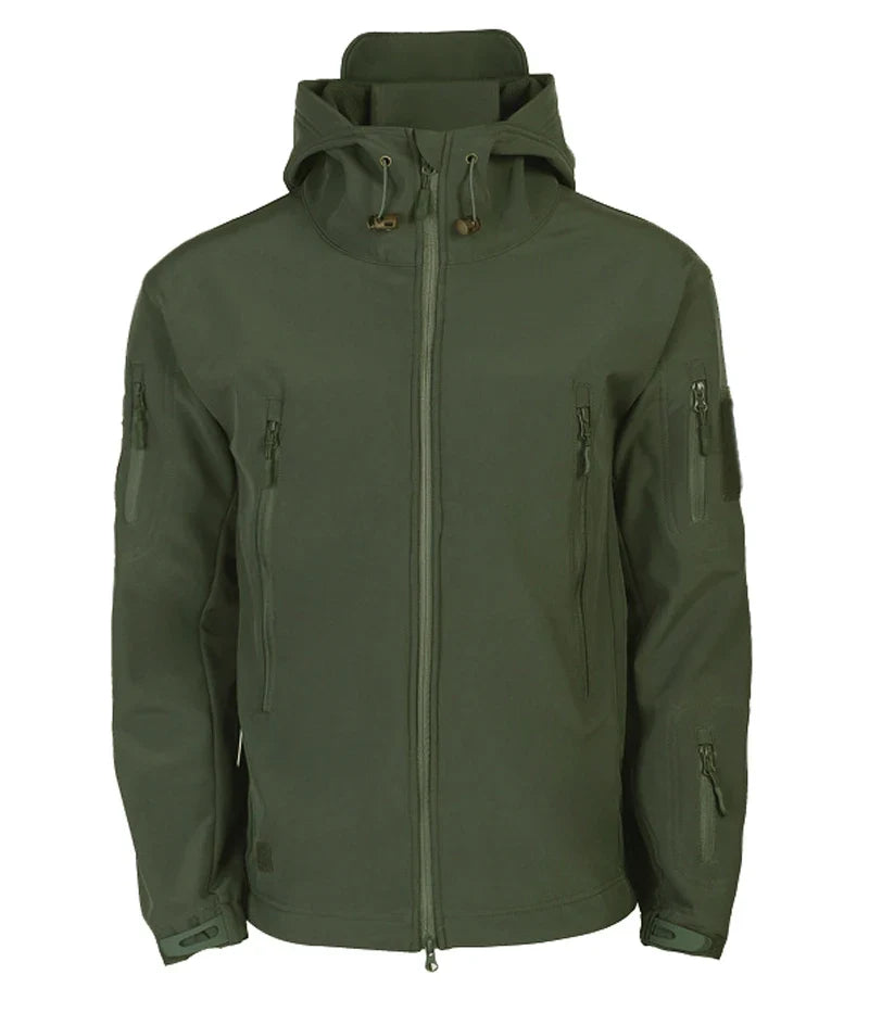 2024 New Fashionable Shark Skin Soft Shell Jacket Men's Tactical Windproof Waterproof Jacket Men's Jacket Hooded Jacket
