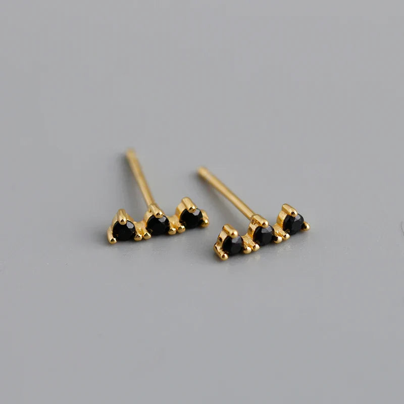 New Arrival Fashion Korean Blue Zircon Spike Geometric Stud Earrings for Women Real 925 Sterling Silver Gothic Jewelry
