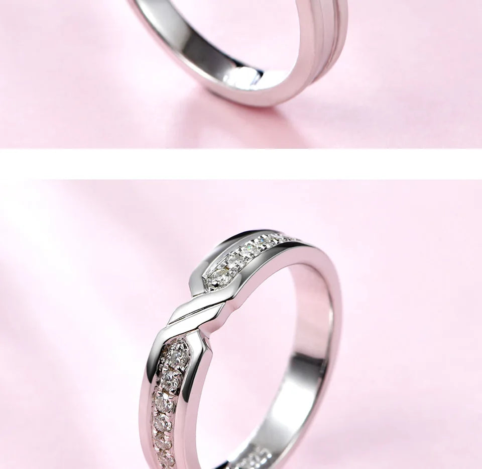 Solid 925 Sterling Silver Wedding Bands Ring for Women Men Jewelry VVS1 Moissanite Engagement Ring Couple Anniversary