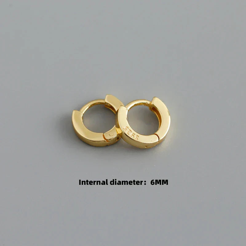 925 Sterling Silver Minimalist Punk Rock Circle Hoop Earrings for Women Men Goth Piercing Ear Buckle Charm Fine Jewelry