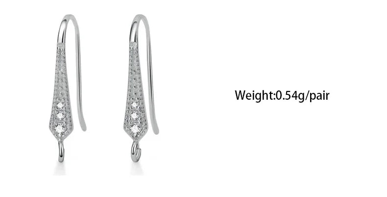 TrustDavis Real 925 Sterling Silver Fashion Dazzling CZ Opening Handmade Ear Hook Earring DIY Accessories Fine Jewelry HY365