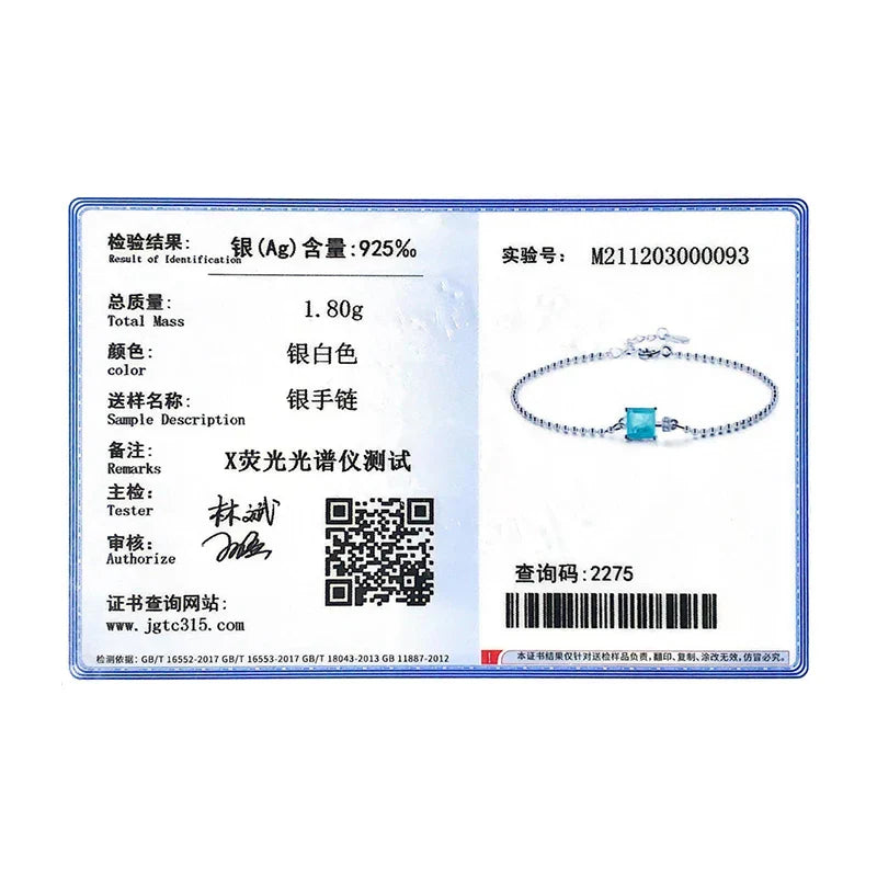Modian 2021 New Real 925 Sterling Silver Luxury Square Tourmaline Beads Chain Bracelet For Women Paraiba Fine Statement Jewelry