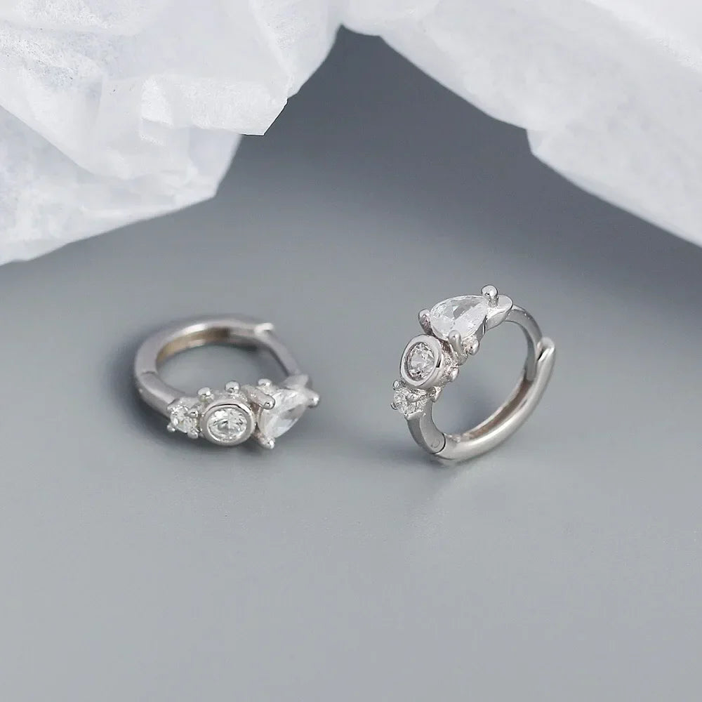 925 Sterling Silver Earring Zircon Sun Flower Ear Ring Geometric Style Water Drop Ear Bone Cute Temperament Woman Girl Ear Jewel