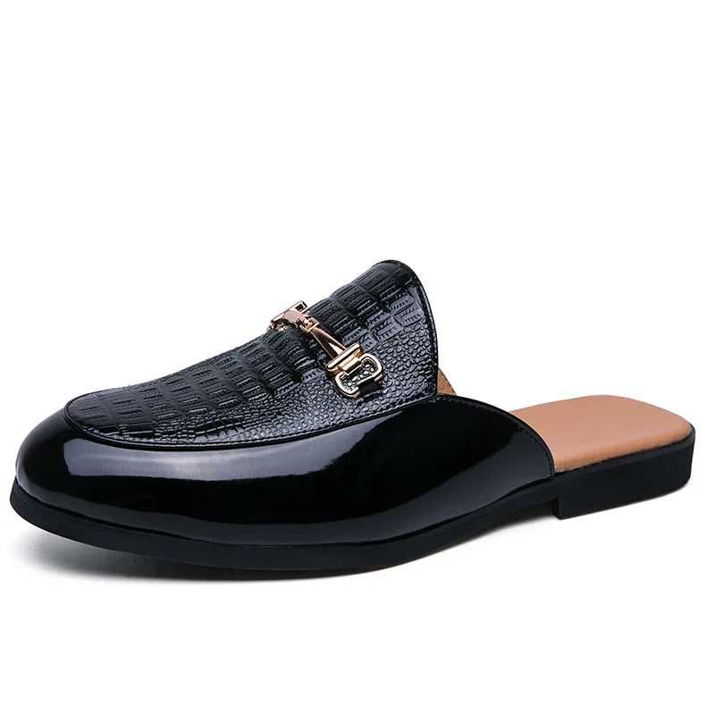 Italian Half Shoes For Men Leather Mens Casual Shoes Loafers Slippers Coiffeur Luxury Designer Man Slide Slipper Buty Meskie