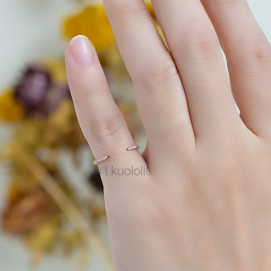 AU750 18K 14K Rose Gold Moissanite Ring for Women  Solitaire Matching Wedding Diamond V Band Engagement Christmas 2022
