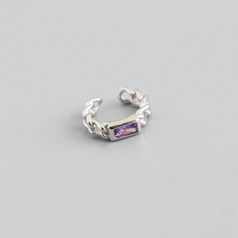 925 Sterling Silver Colorful Square Shiny Zircon Beads Piercing Stud Earrings for Women Fashion Gothic Exquisite Jewelry