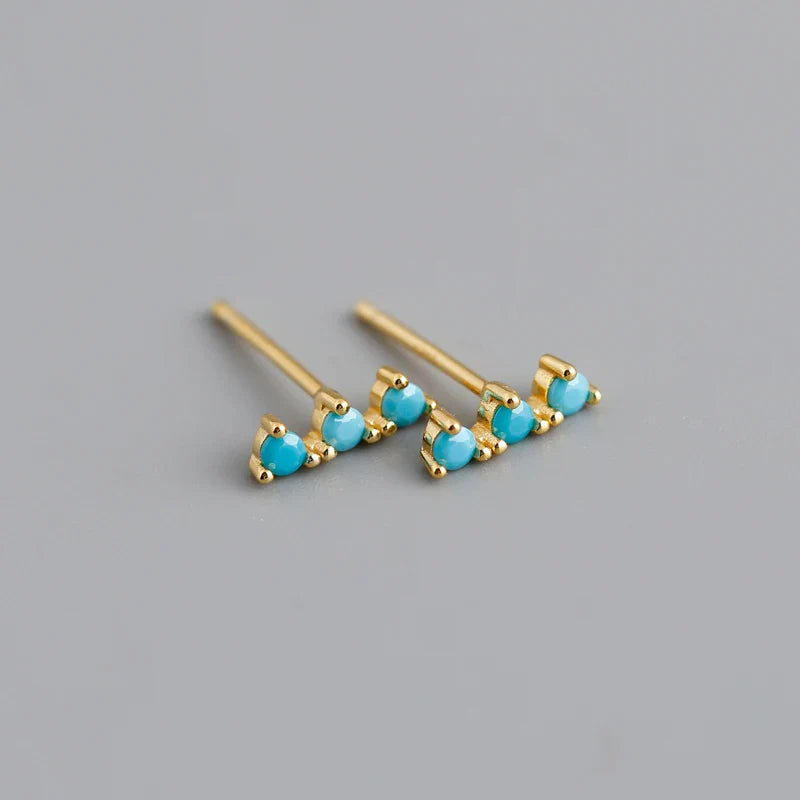 New Arrival Fashion Korean Blue Zircon Spike Geometric Stud Earrings for Women Real 925 Sterling Silver Gothic Jewelry
