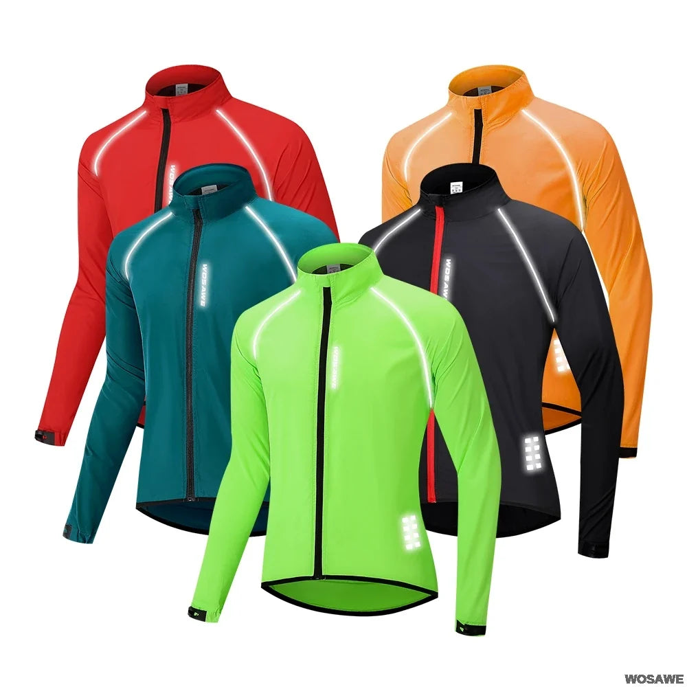 Reflective Men's Cycling Jackets Windproof Riding Bicycle Clothing Windbreaker Outdoor Sports Running MTB Bike Mesh Vest